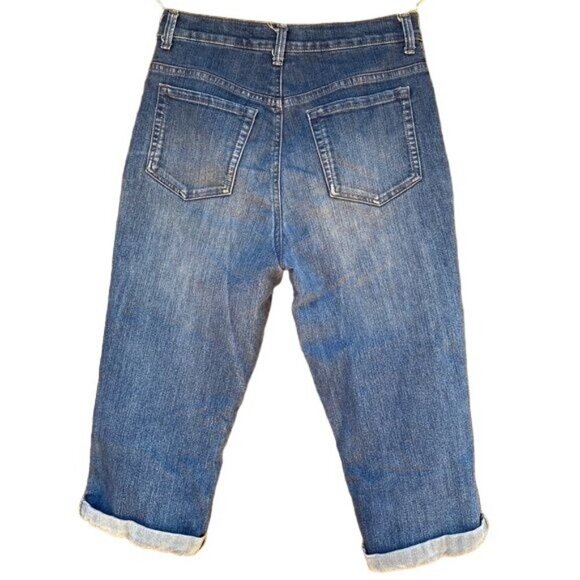 Gloria Vanderbilt Amanda Blue Capri Cuffed Jeans Size  6 - Picture 10 of 12